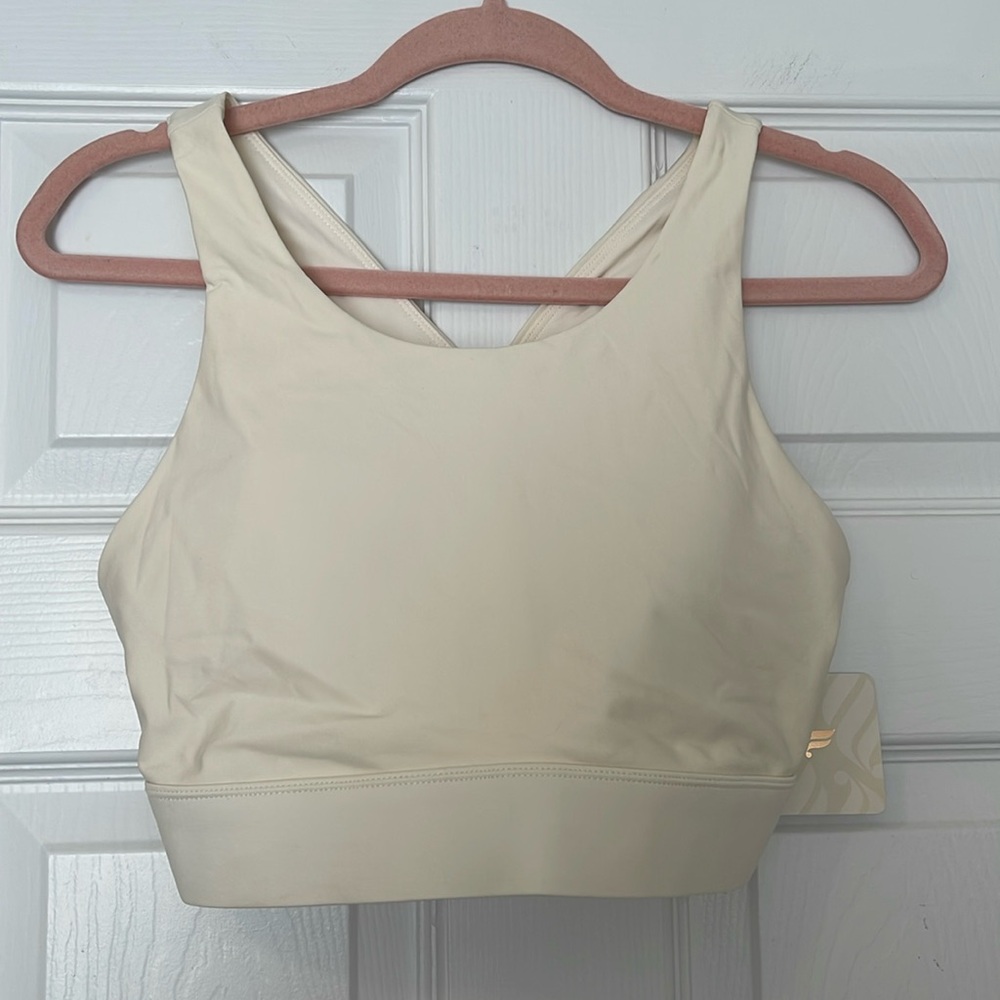 NWT fabletics cream no bounce sports bra